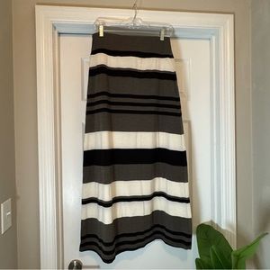 Mossimo Black White and Gray stripe long skirt. M
